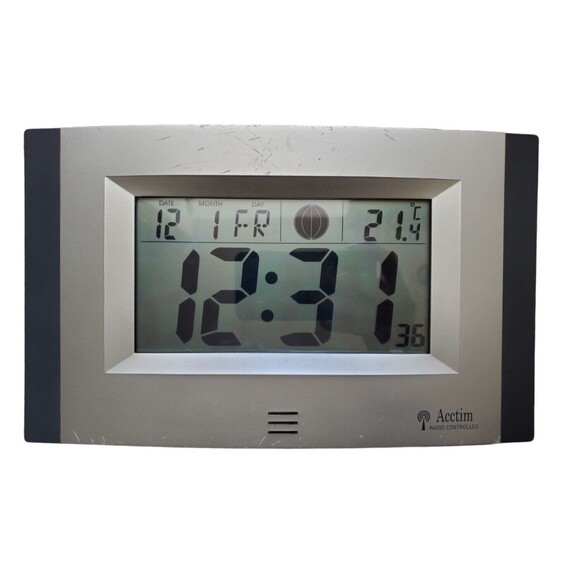Acctim Digital Wall Desk Clock Radio Controlled Temperature Moon Phase FLAW - Picture 1 of 8